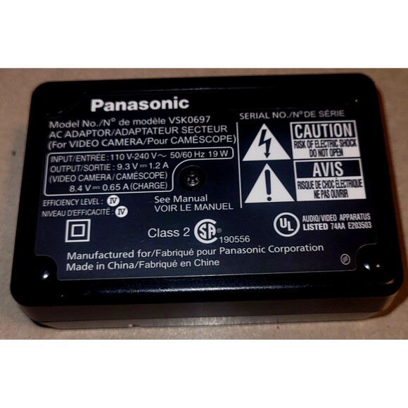 OEM Panasonic VSK0697 Genuine Video Camera Battery Adapter Charger Power Cord - Picture 2 of 2